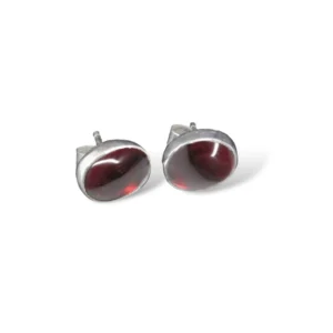 sterling silver and 8x6mm Garnet earrings